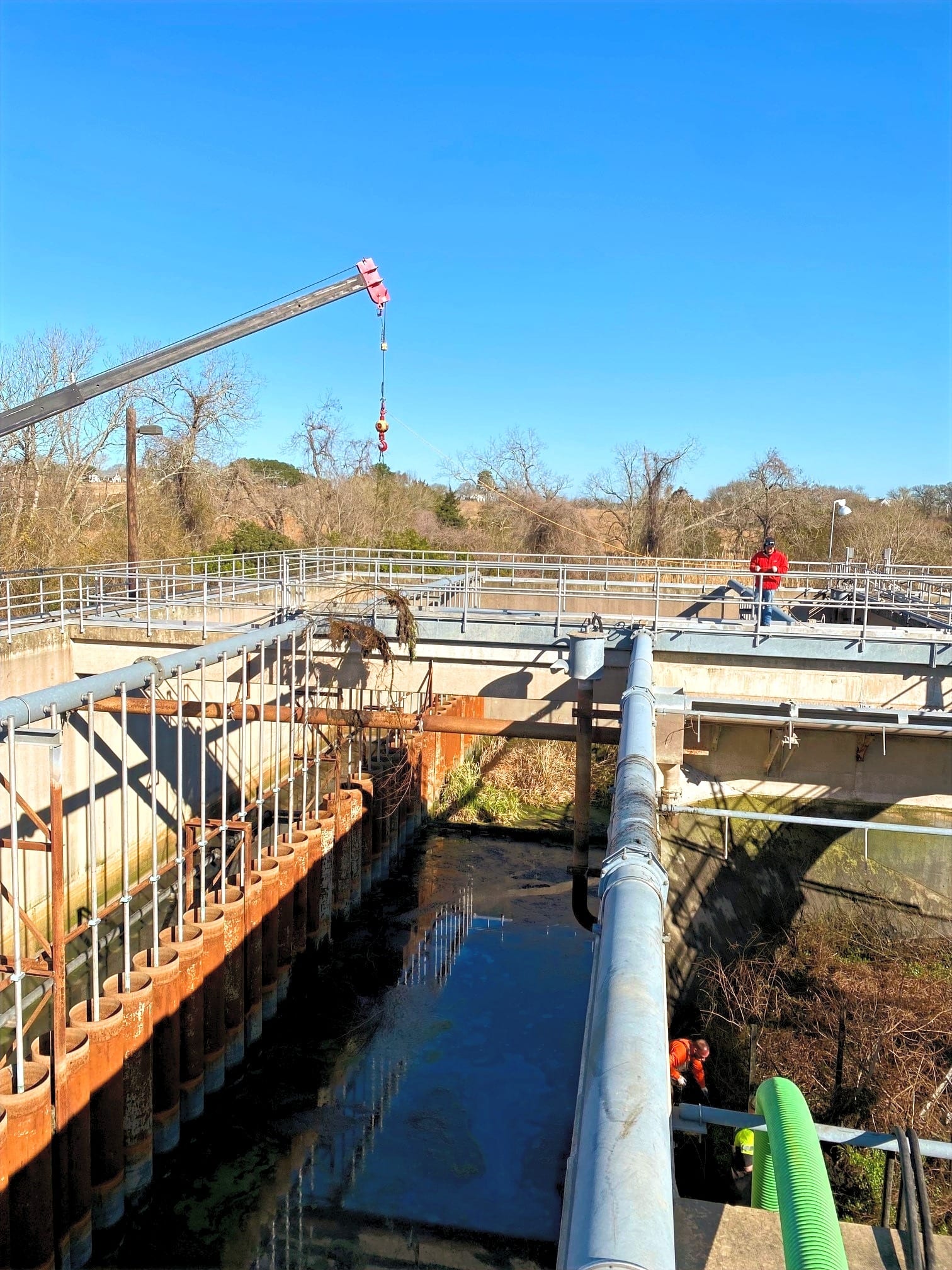 Top view of a clarifier