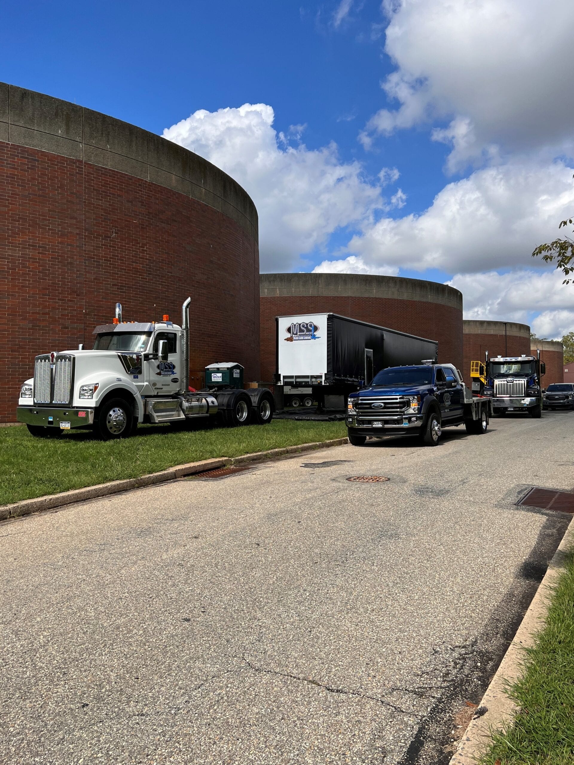 Mobile Solids Solutions equipment staged for a digester cleanout in Philadelphia